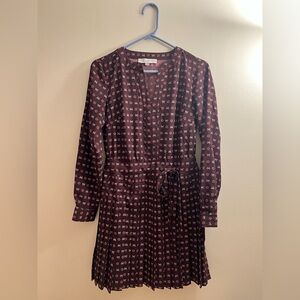 Loft Petite Bow Pleated Mini Dress